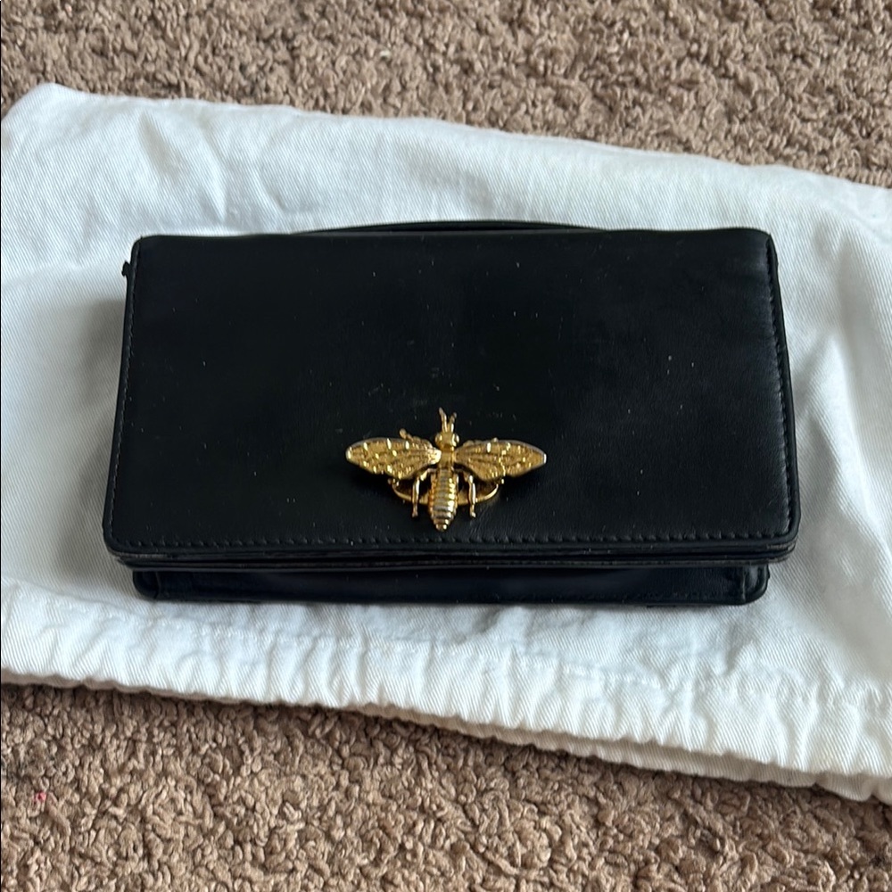 Dior Black Leather Clutch with Gold Bee Accent - Picture 13 of 16